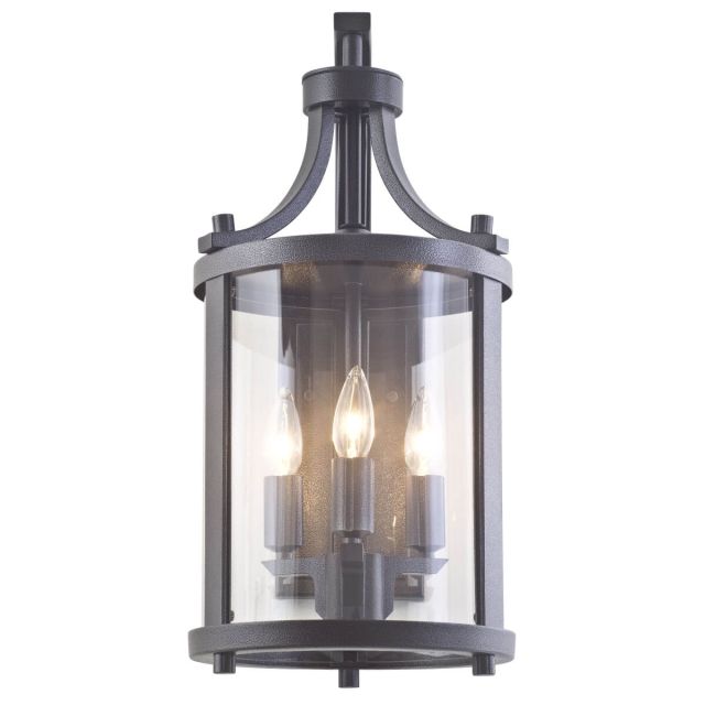 DVI Lighting Niagara 3 Light 21 inch Tall Outdoor Wall Light in Hammered Black with Clear Glass DVP4471HB-CL