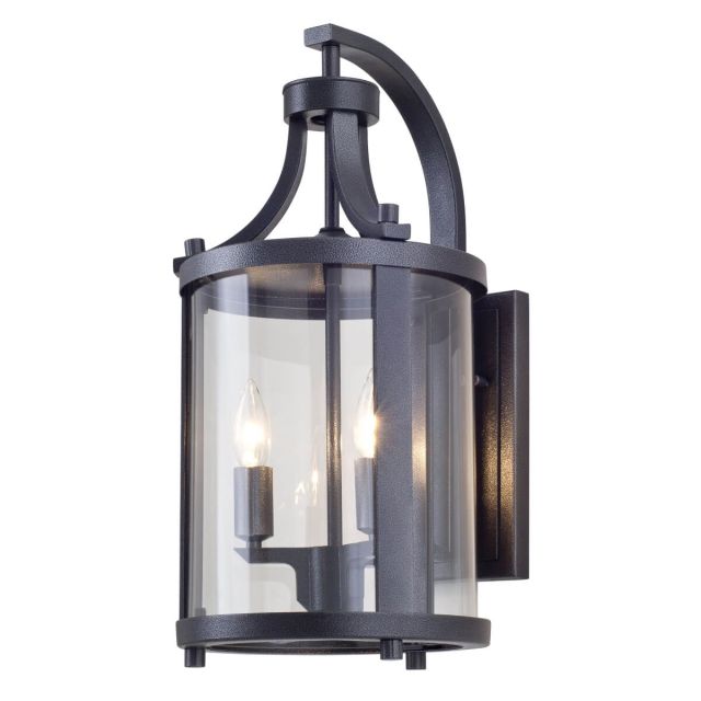 DVI Lighting Niagara 2 Light 15 inch Tall Outdoor Wall Light in Hammered Black with Clear Glass DVP4472HB-CL