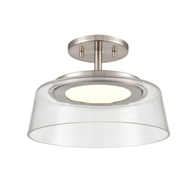 DVI Lighting DVP46720SN-CL Triptych 12 inch LED Convertible Semi-Flush Mount in Satin Nickel with Clear Glass