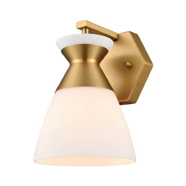DVI Lighting DVP47401BR-OP Sunnybrook 2 Light 8 inch Tall Wall Sconce in Brass with Half Opal Glass
