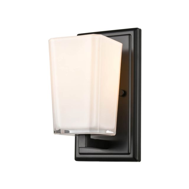 DVI Lighting DVP47901EB-SSOP Riverside 1 Light 9 inch Tall Wall Sconce in Ebony with Silk Screen Opal Glass