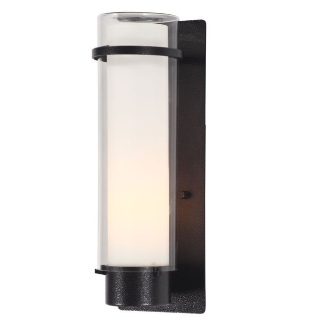 DVI Lighting Essex 1 Light 14 Inch Tall Outdoor Wall Light in Hammered Black with Half Opal Glass DVP9073HB-OP