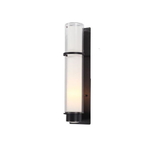 DVI Lighting Essex 1 Light 20 Inch Tall Outdoor Wall Light in Hammered Black with Half Opal Glass DVP9074HB-OP