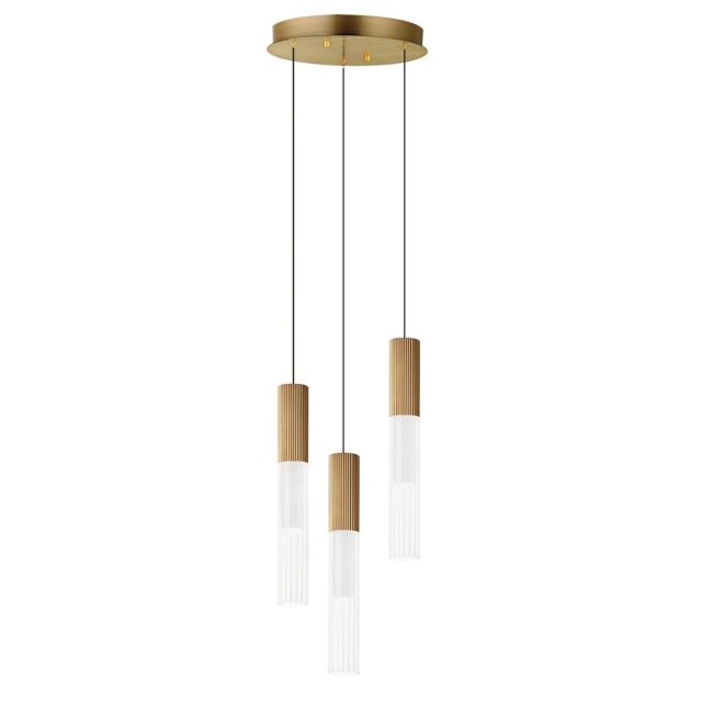 ET2 Lighting Reeds 12 inch LED Multi-Light Pendant in Gold with Clear Ribbed Glass E11013-144GLD