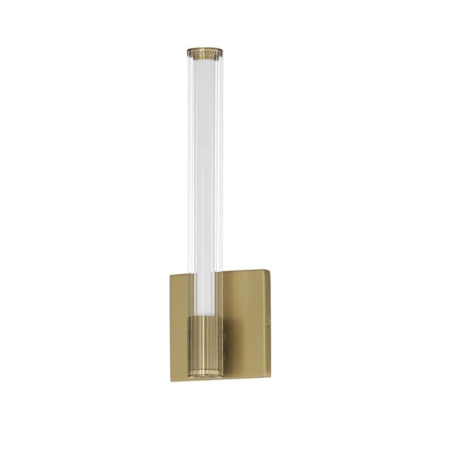 ET2 lighting Cortex 15 inch Tall LED Wall Sconce in Natural Aged Brass with Clear Ribbed Glass E11060-144NAB