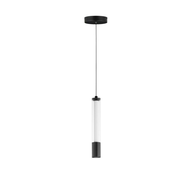 ET2 lighting Cortex 2 inch LED Mini Pendant in Black with Clear Ribbed Glass E11061-144BK