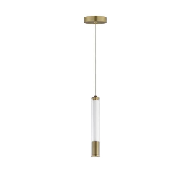 ET2 lighting Cortex 2 inch LED Mini Pendant in Natural Aged Brass with Clear Ribbed Glass E11061-144NAB