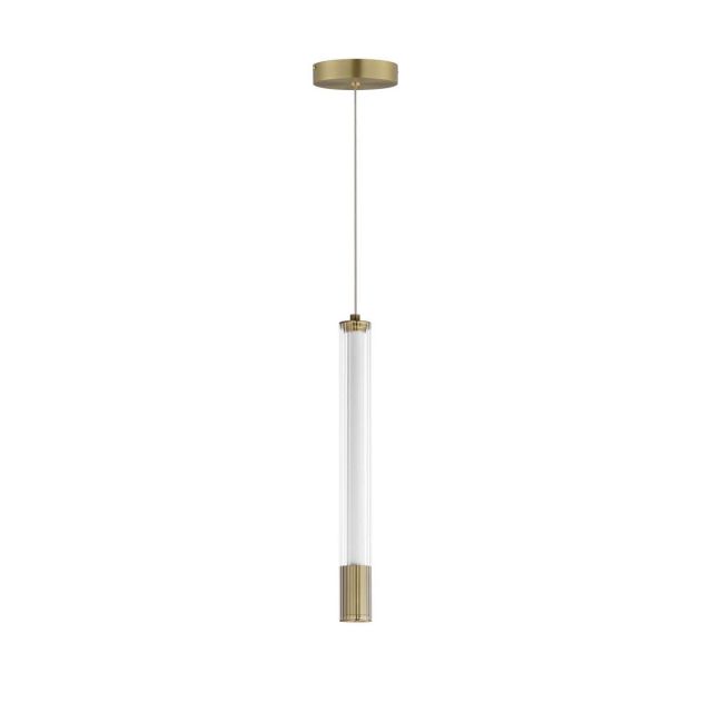 ET2 lighting Cortex 2 inch LED Mini Pendant in Natural Aged Brass with Clear Ribbed Glass E11062-144NAB