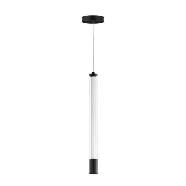 ET2 lighting Cortex 2 inch LED Mini Pendant in Black with Clear Ribbed Glass E11063-144BK