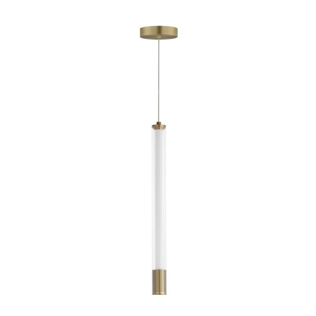 ET2 lighting Cortex 2 inch LED Mini Pendant in Natural Aged Brass with Clear Ribbed Glass E11063-144NAB