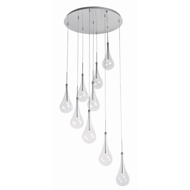 ET2 Lighting Larmes 9 Light 23 inch LED Pendant in Polished Chrome with Clear Glass E20515-18PC