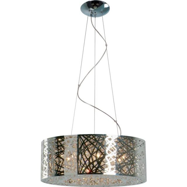 ET2 lighting Inca 9 Light 24 Inch Pendant In Polished Chrome With Clear-White Glass E21308-10PC