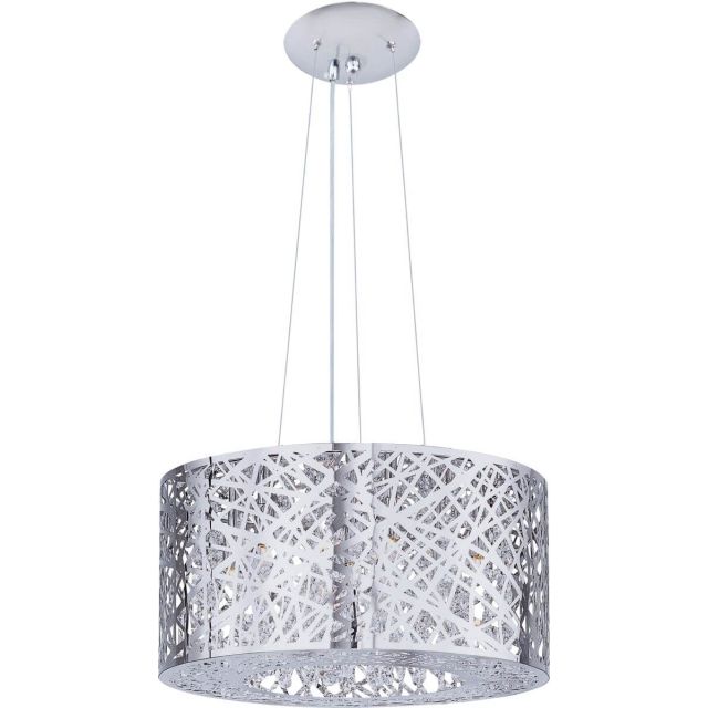ET2 lighting E21309-10PC Inca 7 Light 16 Inch Single Pendant In Polished Chrome With Clear-White Glass