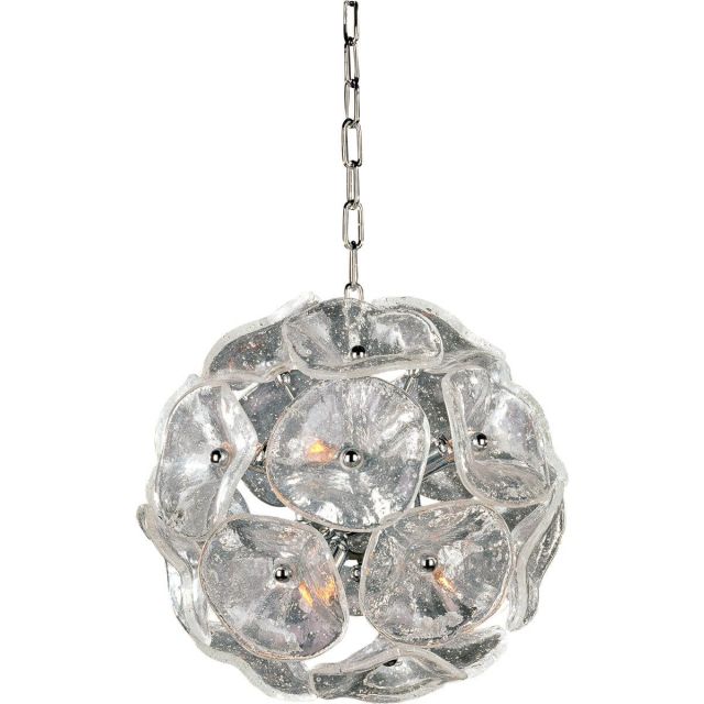ET2 Lighting Fiori 8 Light 12 inch Pendant in Polished Chrome with Murano-Style Clear Glass E22090-28