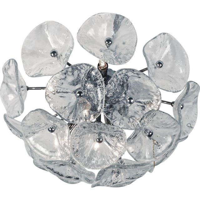 ET2 Lighting Fiori 8 Light 17 inch Flush Mount convertible to Wall Sconce in Polished Chrome with Murano-Style Clear Glass E22092-28