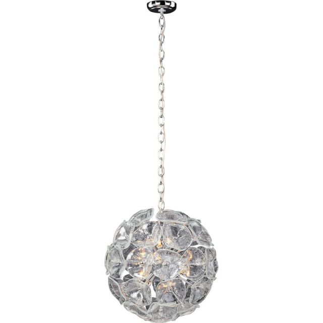 ET2 Lighting Fiori 12 Light 20 inch Pendant in Polished Chrome with Murano-Style Clear Glass E22093-28