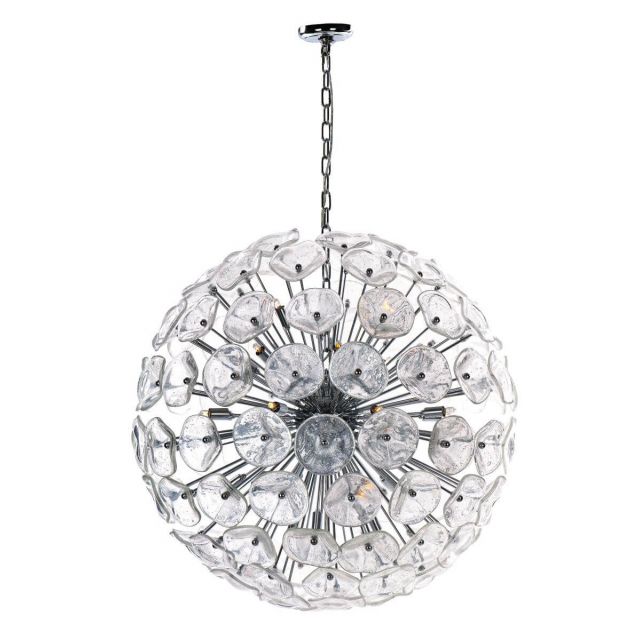 ET2 Lighting Fiori 28 Light 32 inch Pendant in Polished Chrome with Murano-Style Clear Glass E22096-28