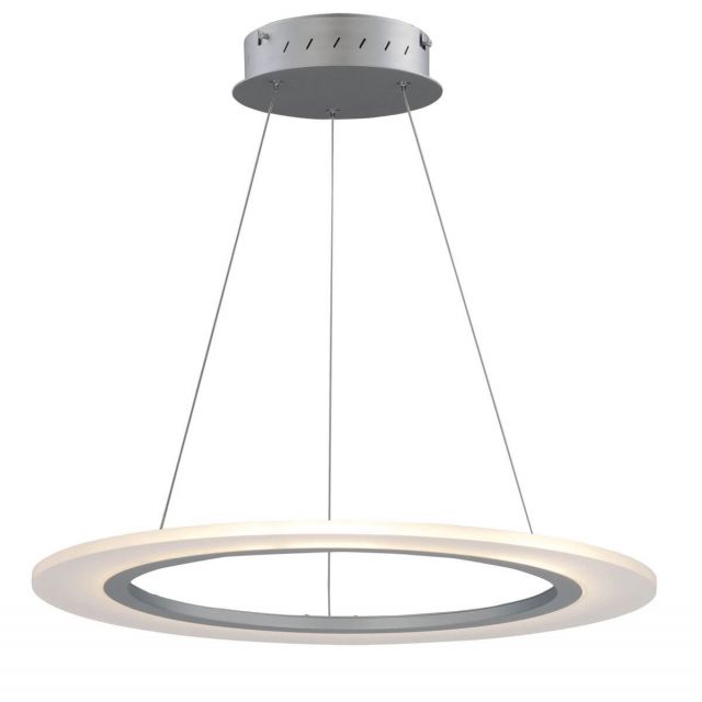 ET2 Lighting Saturn II 24 inch LED Foyer Pendant in Matte Silver with Frosted Acrylic Diffuser E22653-11MS
