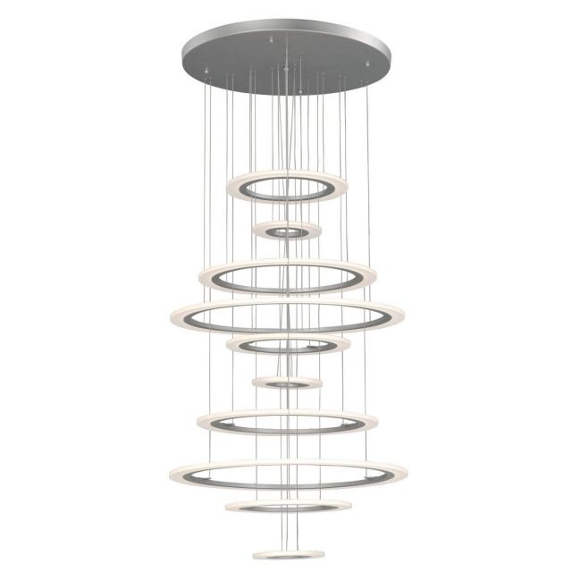 ET2 Lighting Saturn II 30 inch Multi-Light LED Pendant in Matte Silver with Frosted Acrylic Diffuser E22665-11MS