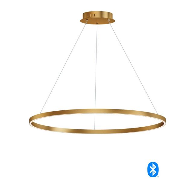 ET2 lighting E22728-GLD Groove 40 Inch Bluetooth Enabled LED Pendant in Gold