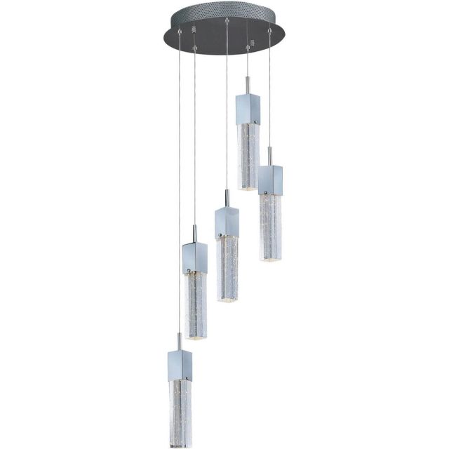 ET2 lighting Fizz III 14 Inch LED Single Pendant In Polished Chrome With Etched-Bubble Glass E22765-89PC