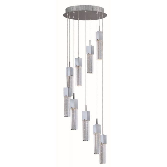 ET2 Lighting E22769-89PC Fizz III 16 inch Multi-Light LED Pendant in Polished Chrome with Etched Bubble Glass