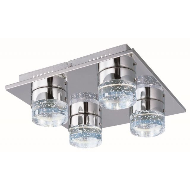 ET2 lighting Fizz IV 13 Inch LED Flush Mount In Polished Chrome With Bubble Glass E22772-91PC