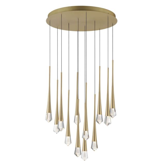 ET2 lighting E24229-122GLD Pierce 25 inch Multi Light LED Pendant in Gold with Clear Crystal