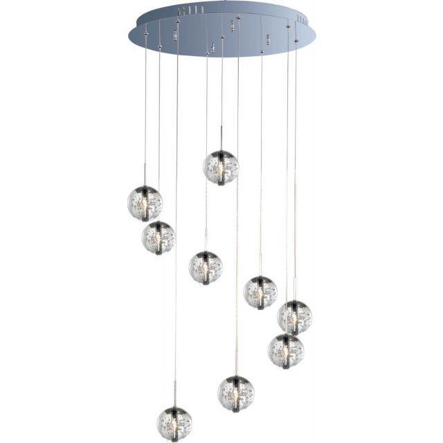 ET2 Lighting Orb 9 Light 22 inch Multi-Light Pendant in Polished Chrome with Bubble Glass E24254-91PC