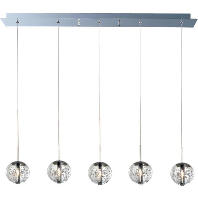 ET2 lighting Orb 5 Light 34 inch Pendant In Polished Chrome With Bubble Glass E24257-91PC