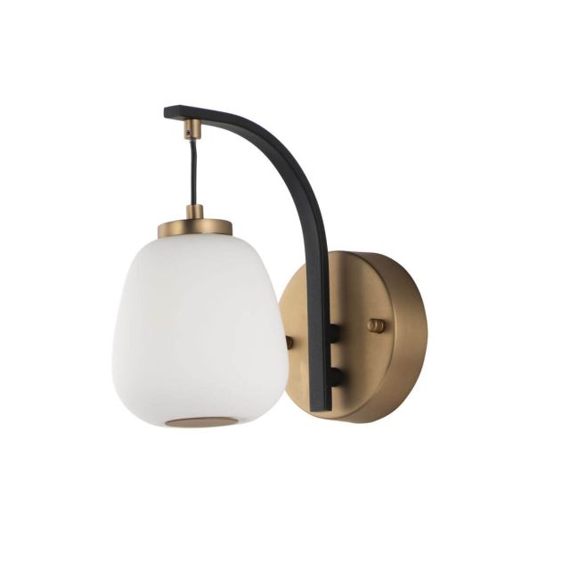 ET2 Lighting E25060-92BKGLD Soji 1 Light 9 Inch Tall LED Wall Sconce in Black-Gold with Satin White Glass