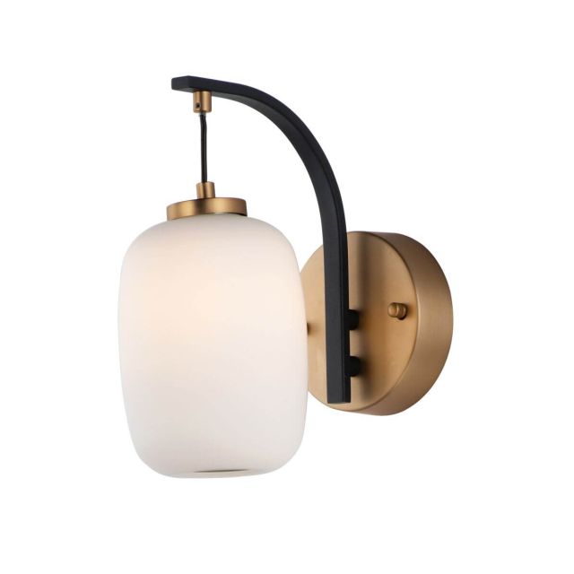 ET2 Lighting E25061-92BKGLD Soji 1 Light 10 Inch Tall LED Wall Sconce in Black-Gold with Satin White Glass