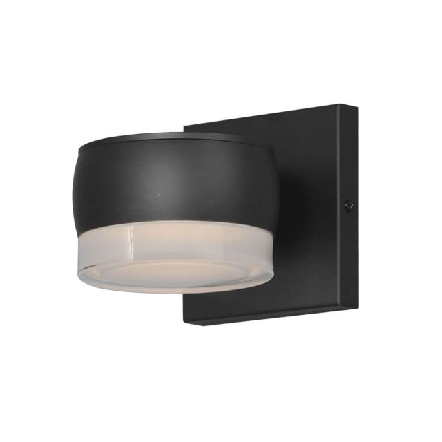 ET2 lighting E30161-10BK Modular 5 inch Tall Can LED Outdoor Wall Mount in Blacks with Clear and White Glass