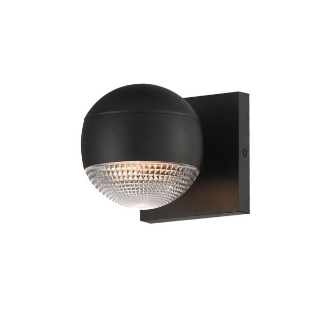 ET2 lighting Modular 5 inch Tall LED Outdoor Wall Mount in Black with Prismatic Clear Glass E30163-126BK