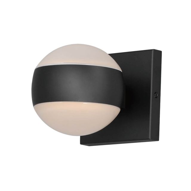 ET2 lighting E30175-10BK Modular 5 inch Tall Globe LED Outdoor Wall Mount in Blacks with Clear and White Glass