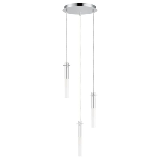 ET2 Lighting Pipette 3 Light 12 inch LED Multi-Light Pendant in Polished Chrome with Clear and Frosted Glass E31093-93PC