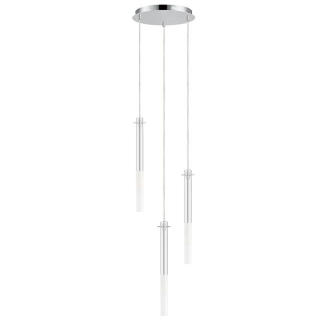 ET2 Lighting Pipette 3 Light 12 inch LED Multi-Light Pendant in Polished Chrome with Clear and Frosted Glass E31095-93PC