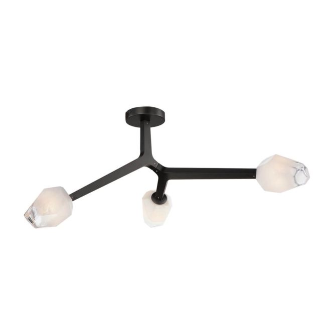 ET2 Lighting Blossom 3 Light 27 inch LED Flush Mount in Black with Clear and Frosted Glass E32790-93BK