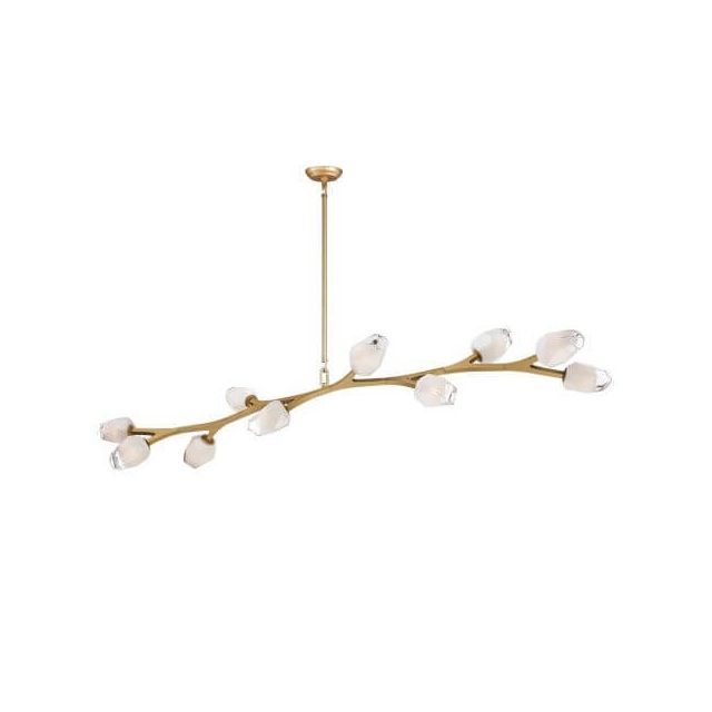 ET2 Lighting Blossom 10 Light 71 inch LED Pendant in Natural Aged Brass with Clear and Frosted Glass E32797-93NAB