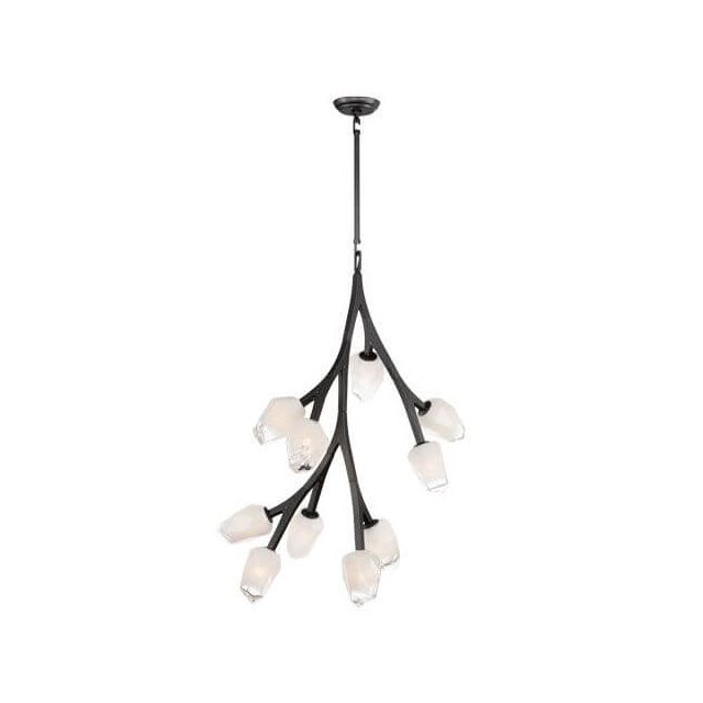 ET2 Lighting Blossom 10 Light 25 inch LED Pendant in Black with Clear and Frosted Glass E32798-93BK