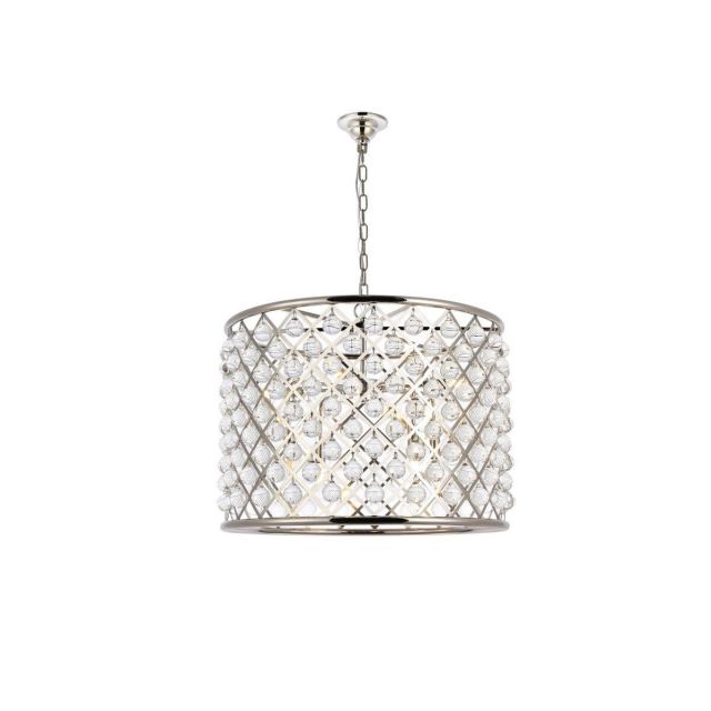 Elegant Lighting Madison 8 Light 28 Inch Crystal Chandelier In Polished Nickel With Royal Cut Clear Crystal 1204D27PN/RC