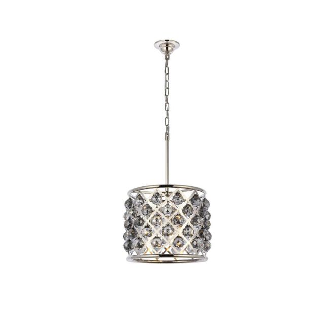 Elegant Lighting Madison 4 Light 14 Inch Pendant In Polished Nickel With Royal Cut Silver Shade Grey Crystal 1206D14PN-SS/RC