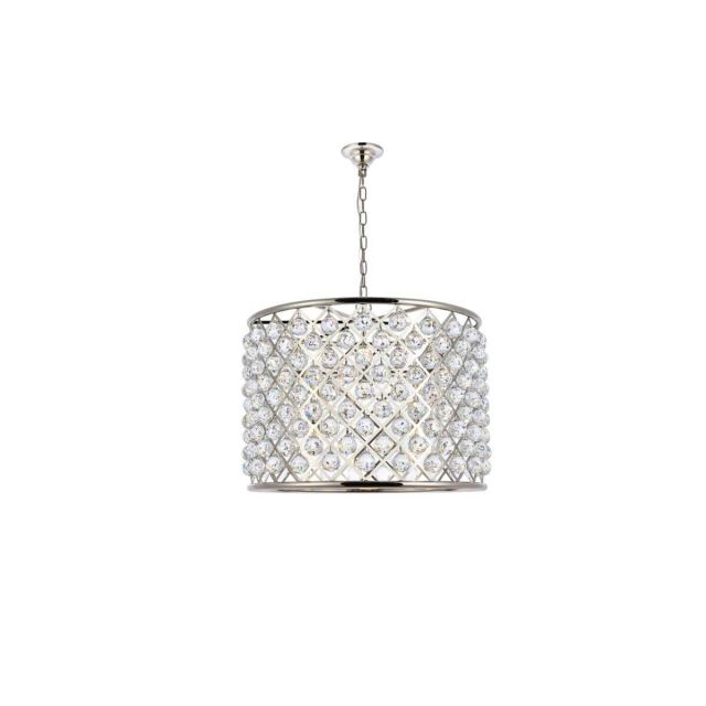 Elegant Lighting Madison 8 Light 28 Inch Crystal Chandelier In Polished Nickel With Royal Cut Clear Crystal 1206D27PN/RC
