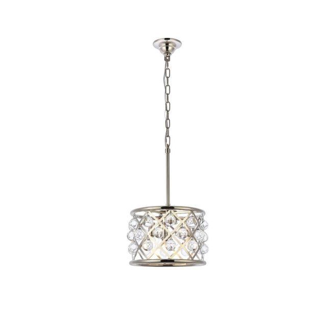 Elegant Lighting Madison 3 Light 12 Inch Pendant In Polished Nickel With Royal Cut Clear Crystal 1213D12PN/RC