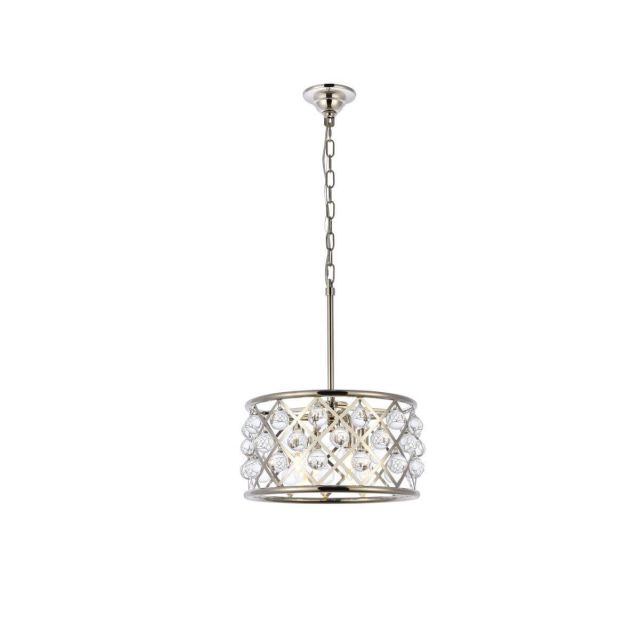 Elegant Lighting Madison 4 Light 16 Inch Pendant In Polished Nickel With Royal Cut Clear Crystal 1213D16PN/RC