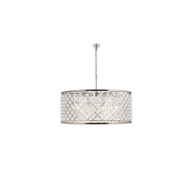 Elegant Lighting Madison 10 Light 44 Inch Crystal Chandelier In Polished Nickel With Royal Cut Clear Crystal 1213G43PN/RC