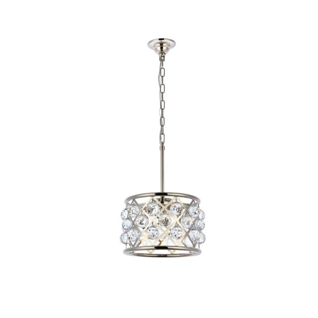 Elegant Lighting Madison 3 Light 12 Inch Pendant In Polished Nickel With Royal Cut Clear Crystal 1214D12PN/RC