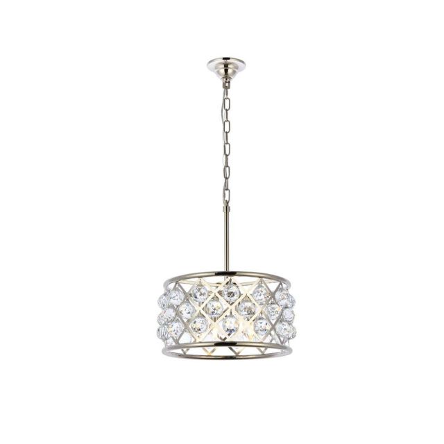 Elegant Lighting Madison 4 Light 16 Inch Pendant In Polished Nickel With Royal Cut Clear Crystal 1214D16PN/RC