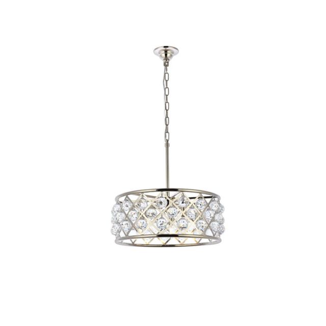 Elegant Lighting Madison 5 Light 20 Inch Crystal Chandelier In Polished Nickel With Royal Cut Clear Crystal 1214D20PN/RC