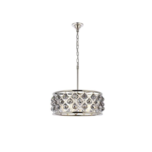 Elegant Lighting Madison 5 Light 20 Inch Crystal Chandelier In Polished Nickel With Royal Cut Silver Shade Grey Crystal 1214D20PN-SS/RC